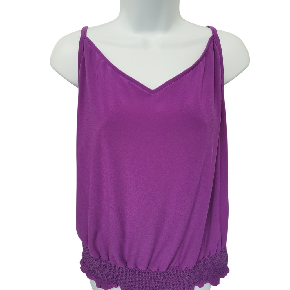 Magicsuit Swim Top Womens 14 Tankini Purple Smocked Blouson Adjustable Straps